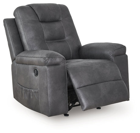 Stockworth Granite Faux Leather Recliner reclining position