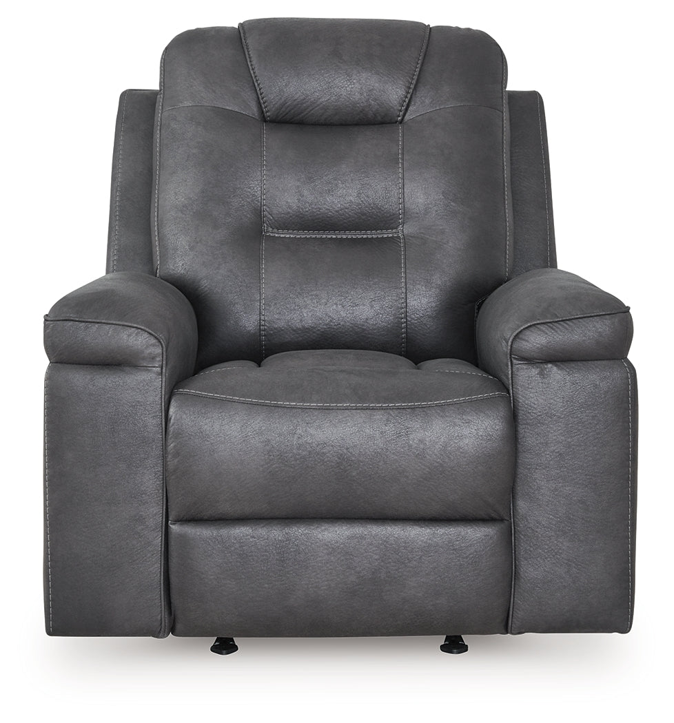 Stockworth Granite Faux Leather Recliner front angled view