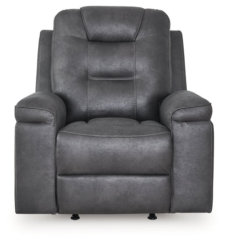 Stockworth Granite Faux Leather Recliner front angled view