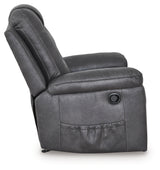 Stockworth Granite Faux Leather Recliner angled side view