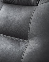 Close up of jumbo stitching on Stockworth Faux Leather Recliner