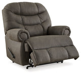 Camera Time Gunmetal Faux Leather Recliner reclining position