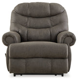 Camera Time Gunmetal Faux Leather Recliner front close up