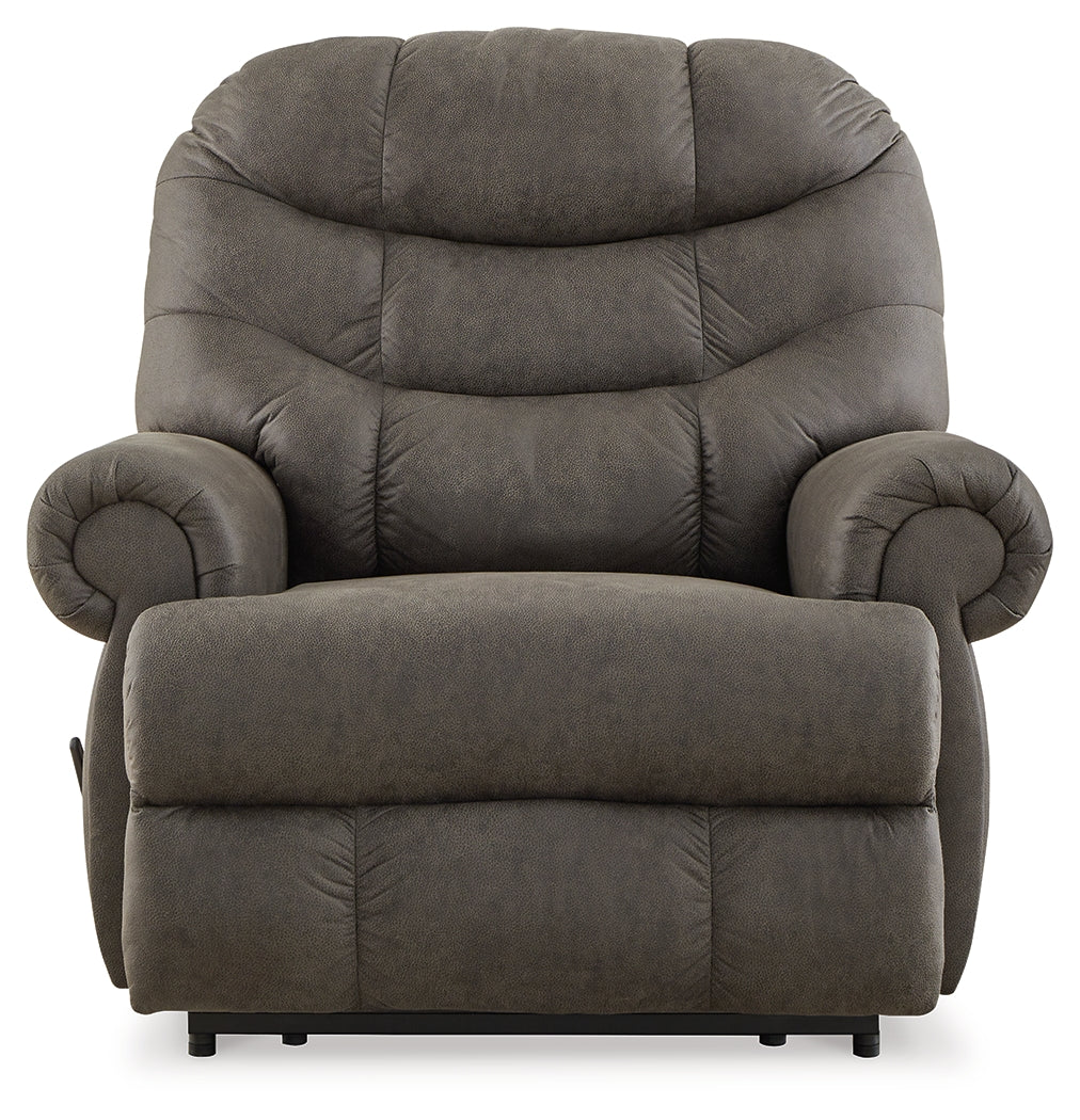Camera Time Gunmetal Faux Leather Recliner front close up