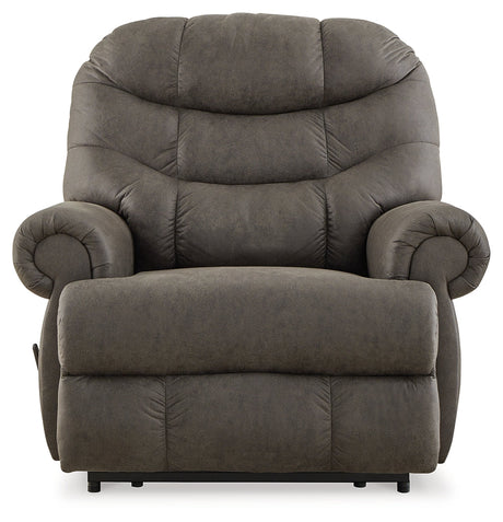 Camera Time Gunmetal Faux Leather Recliner front close up