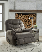 Camera Time Gunmetal Faux Leather Recliner open recline side view