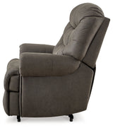 Camera Time Gunmetal Faux Leather Recliner side angle view