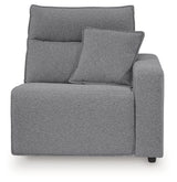 Right-arm facing power recliner close-up