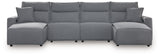 Left-arm facing power reclining chaise corner view