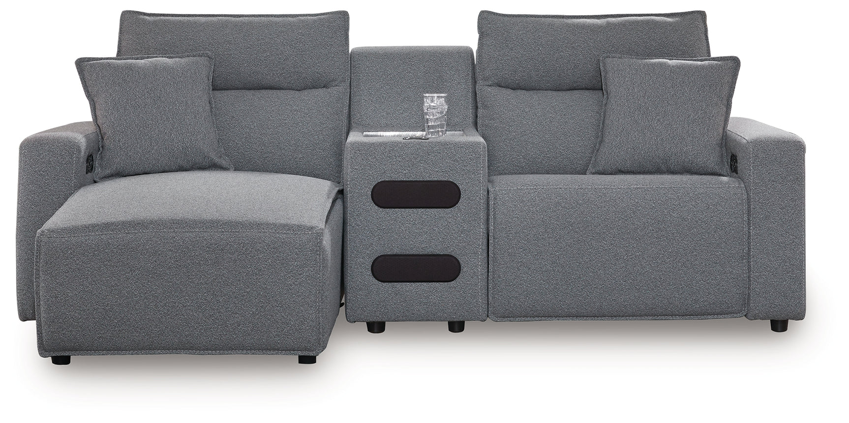 Close-up of recliner mechanism on Modmax II sectional