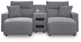 Power reclining chaise and console side view