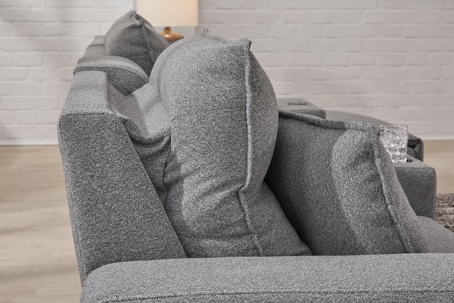Close-up of adjustable headrest on Modmax II sectional