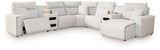 Modmax II sectional from side angle in stone upholstery