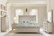 main view of Celandine Silver Faux Leather Tufted Panel Bedroom Set bed front