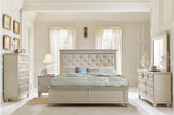 main view of Celandine Silver Faux Leather Tufted Panel Bedroom Set bed front