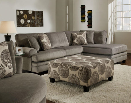 Front view of Selena Mercury Smoke 124 inch sectional sofa
