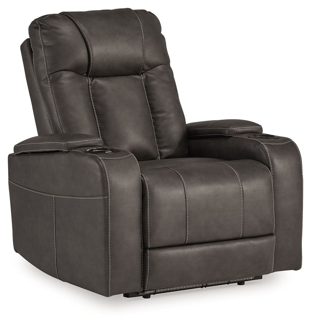 Side view of Feazada Shadow Faux Leather Power Recliner