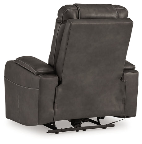 Rear view of Feazada Shadow Faux Leather Power Recliner