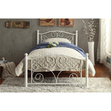 Pallina white metal twin platform bed angled view