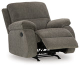 Scranto Brindle Microfiber Recliner chair in reclining position