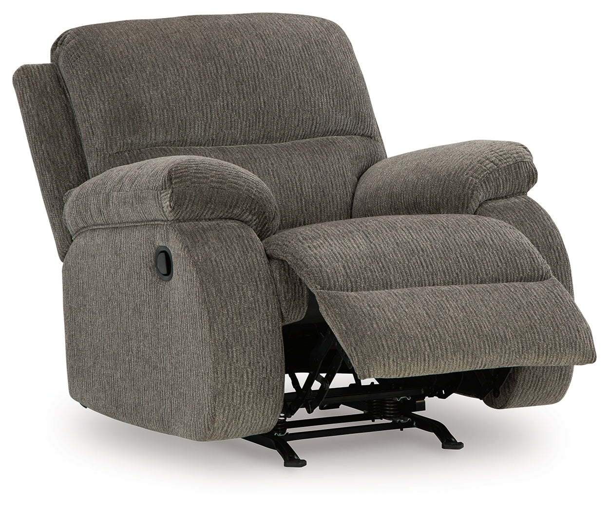 Scranto Brindle Microfiber Recliner chair in reclining position