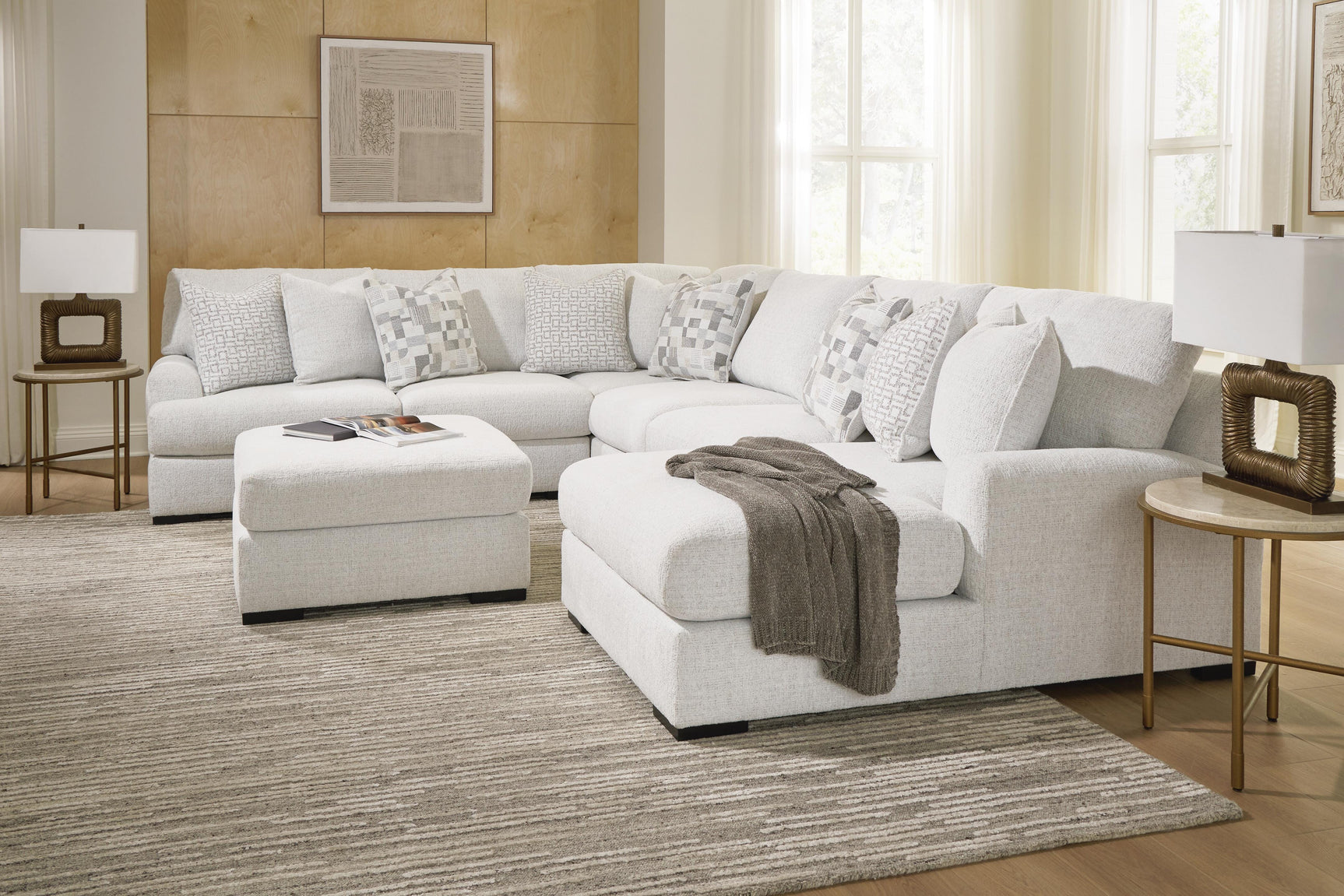 main view of Misty-Lakes Chalk 5-Piece Sectional with Chaise sectional sofa
