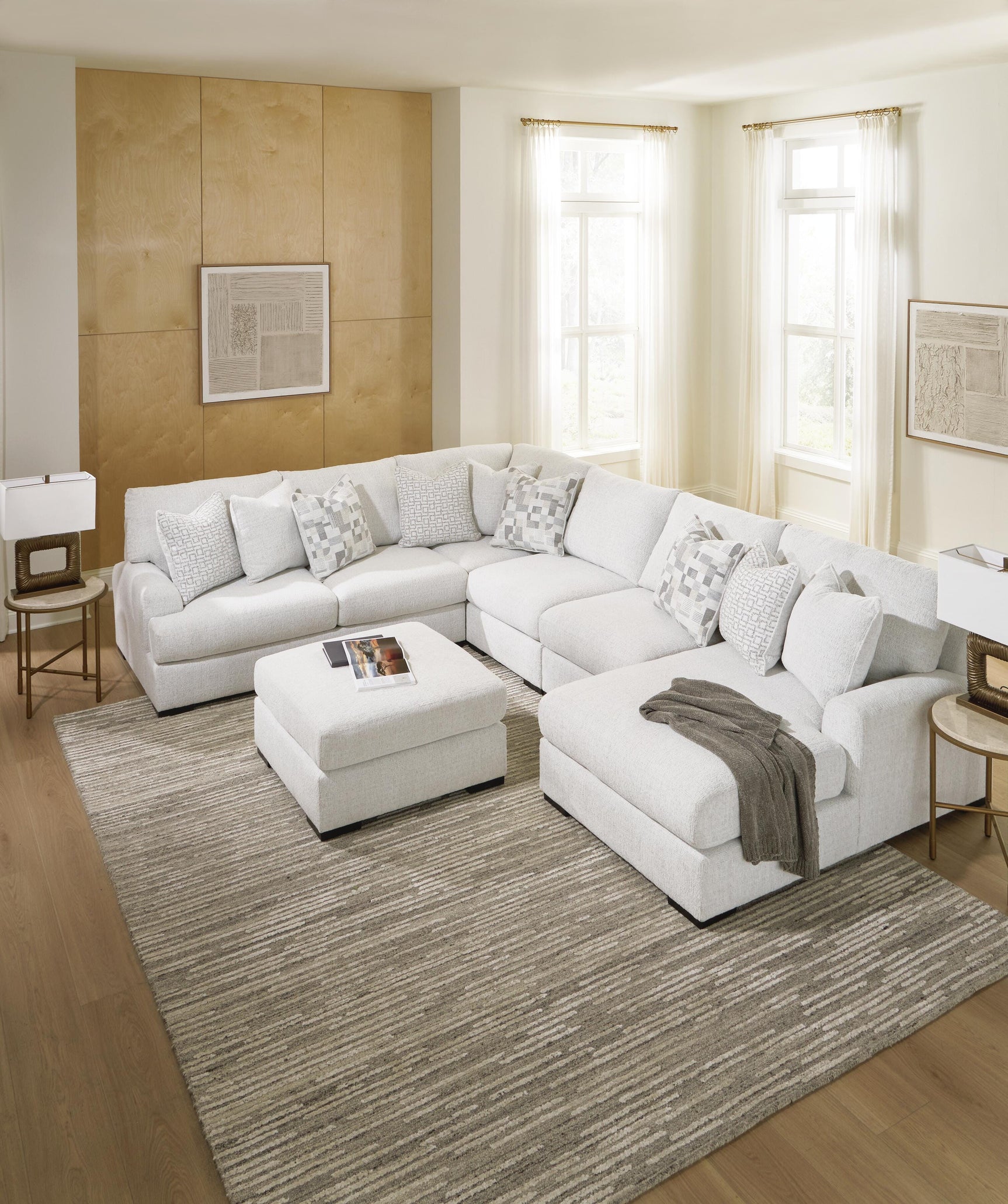 side view of Misty-Lakes Chalk 5-Piece Sectional with Chaise sectional sofa