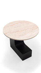 Jinna Black-Travertine Coffee with End Table
