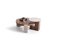 Jinna walnut and travertine coffee table front view