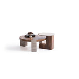 Jinna Walnut-Travertine Coffee with End Table