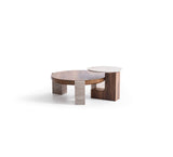 Jinna Walnut-Travertine Coffee with End Table