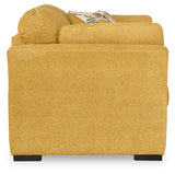 Angle view of loveseat upholstery