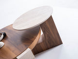 Jinna Walnut-Travertine Coffee with End Table
