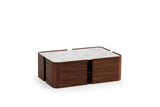 Detail of walnut wood base on Killua Marble Coffee Table