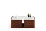 Side view of Killua Walnut Marble Coffee Table