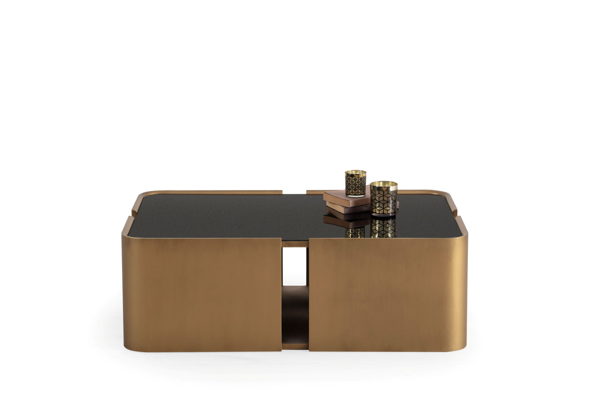 Close-up of Killua Gold Coffee Table leg and gold finish