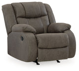 Side view of First Base Gunmetal Faux Leather Recliner