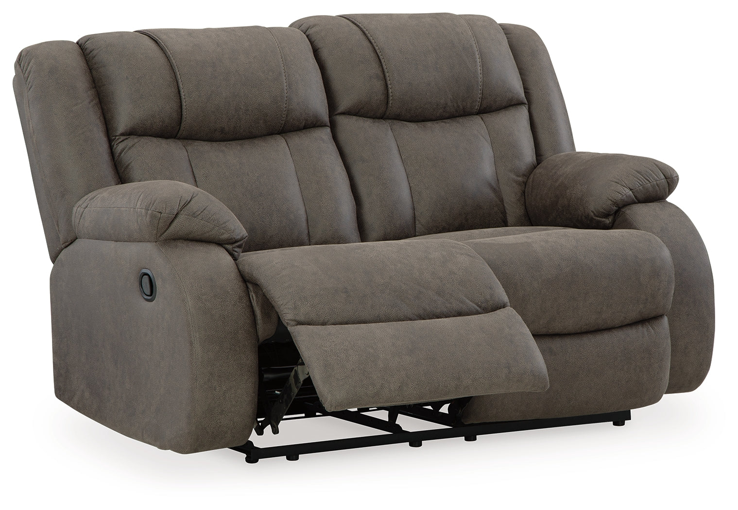First Base Reclining Loveseat angled open reclining position