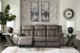 First Gunmetal Base Sofa, Loveseat and Recliner set front view