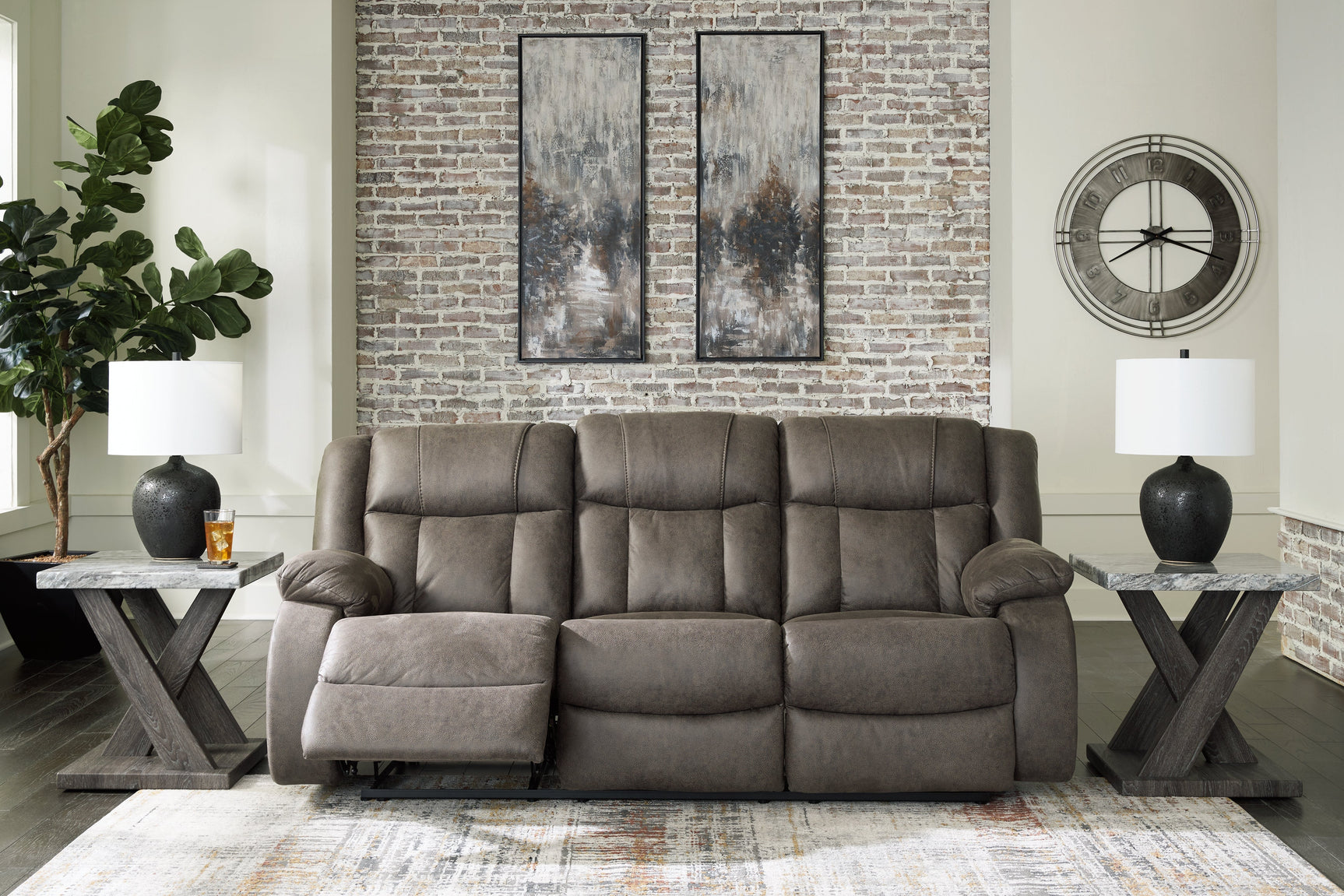 First Base Reclining Sofa corner detail of upholstery