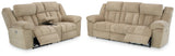 Tip-Off Wheat loveseat console and cup holder detail