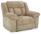 Side view of Tip-off Wheat Chenille Power Recliner