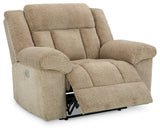 Reclined position of Tip-off Wheat Chenille Power Recliner