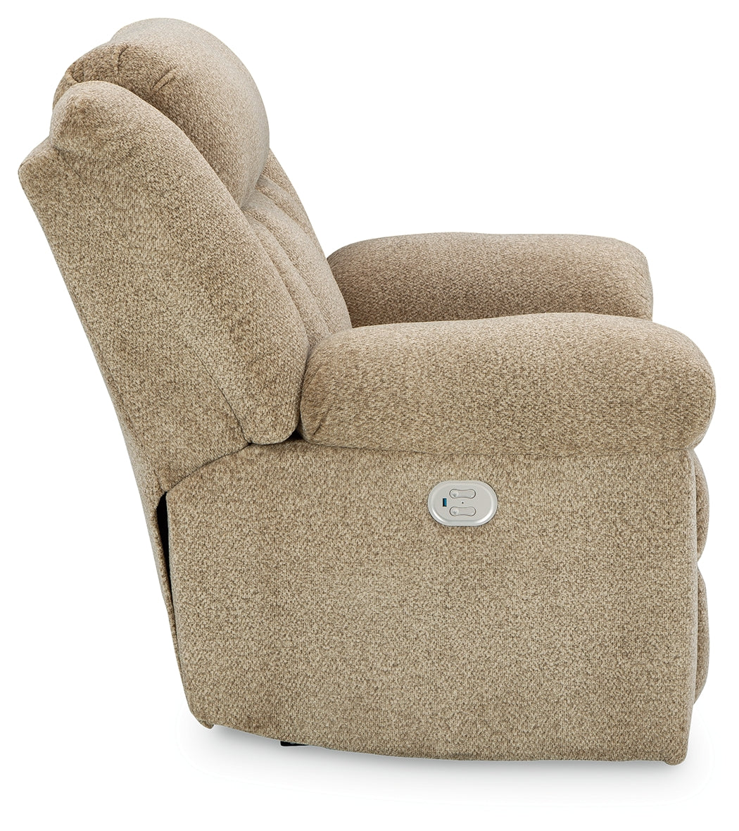 Reclining angle of Tip-off Wheat Chenille Power Recliner