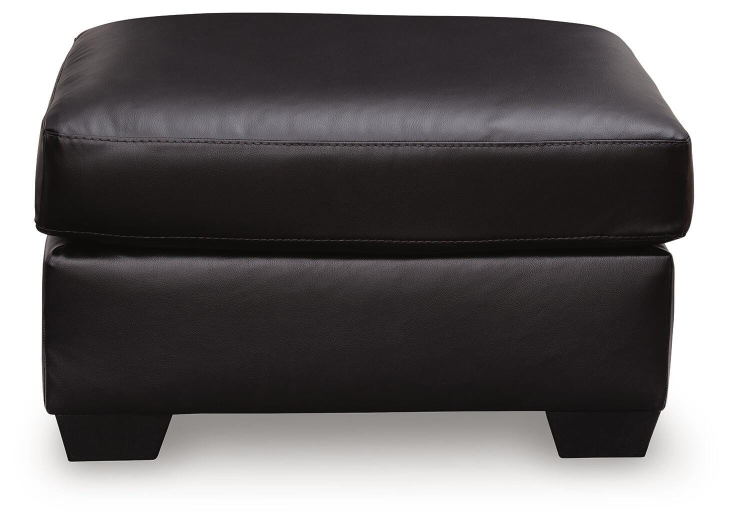 Glennbre Midnight Faux Leather Ottoman view 3