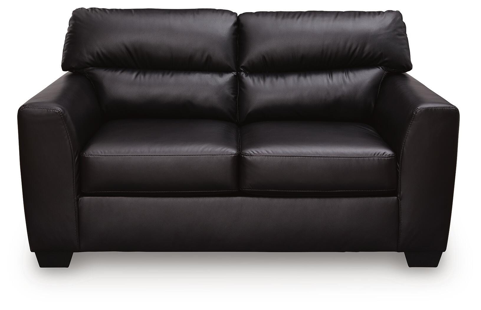 Glennbre Midnight Faux Leather Loveseat view 3