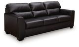 Glennbre Midnight Faux Leather Sofa angled view