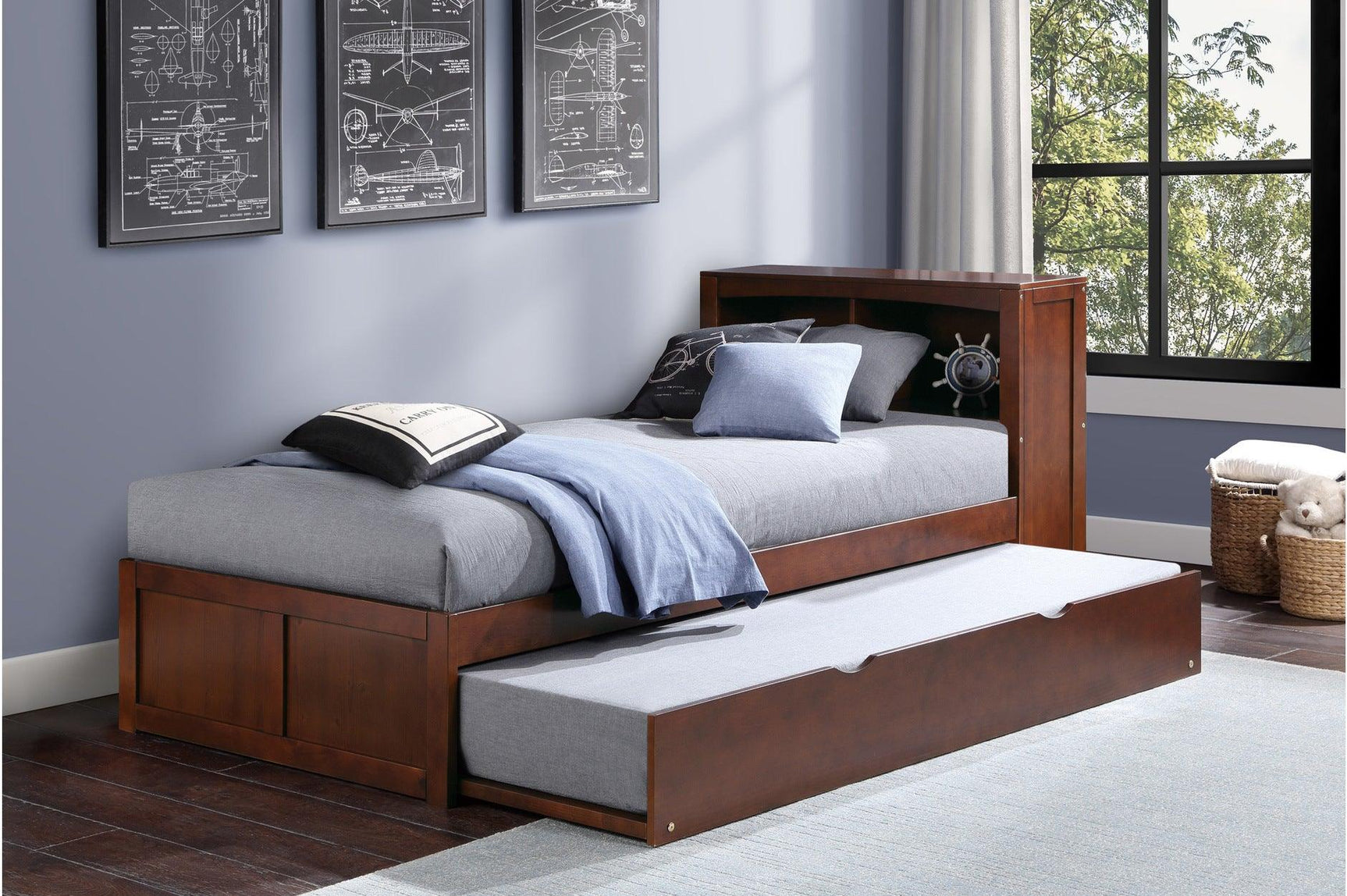 Rowe Dark Cherry Nightstand with drawers in youth bedroom set