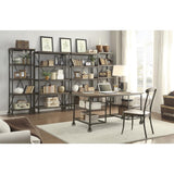Millwood Weathered Natural And Rustic Black Metal Ash Veneers, Engineered Wood And Metal Bookcase - Ella Furniture