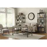 Millwood Weathered Natural And Rustic Black Metal Ash Veneers, Engineered Wood And Metal Bookcase - Ella Furniture